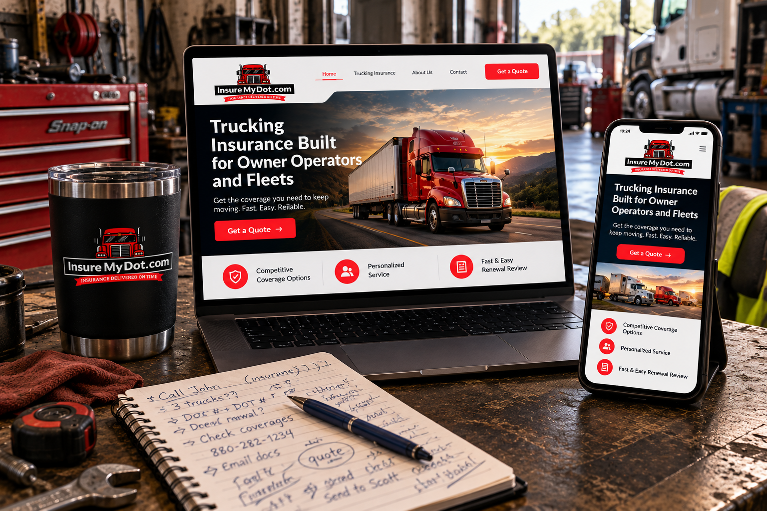 Home trucking insurance at the garage desk (1)